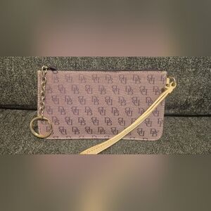 Purple Signature Monogram Wristlet Wallet with Leather Trim
